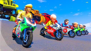 Motu Patlu Super Bike And Monster Truck Impossible Ramp Challenge In Gta 5 screenshot 2