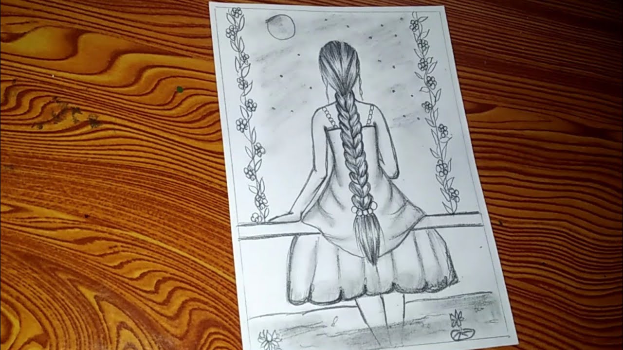 draw alone girl on swing | sad girl drawing | pencil sketch - YouTube