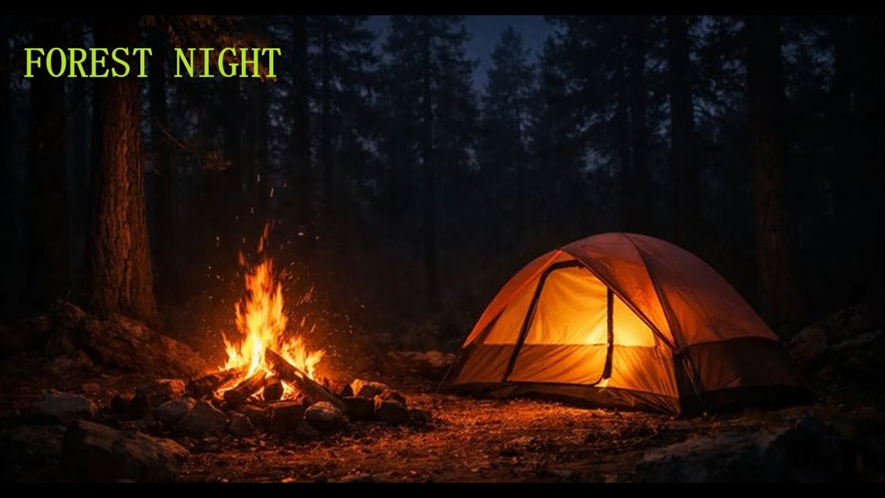 12 HOURS Cozy Campfire in the Forest 🔥 Night Ambience for Sleep & Relaxation