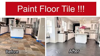 'TRANSFORM YOUR FLOOR~ DIY Painted Tile Floor Makeover' ~ HOW TO PAINT A TILE FLOOR ~ BEFORE & AFTER