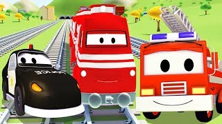 Tren - Devriye Aracı Araba Şehrinde Çocuklar Için Çizgi Filmler