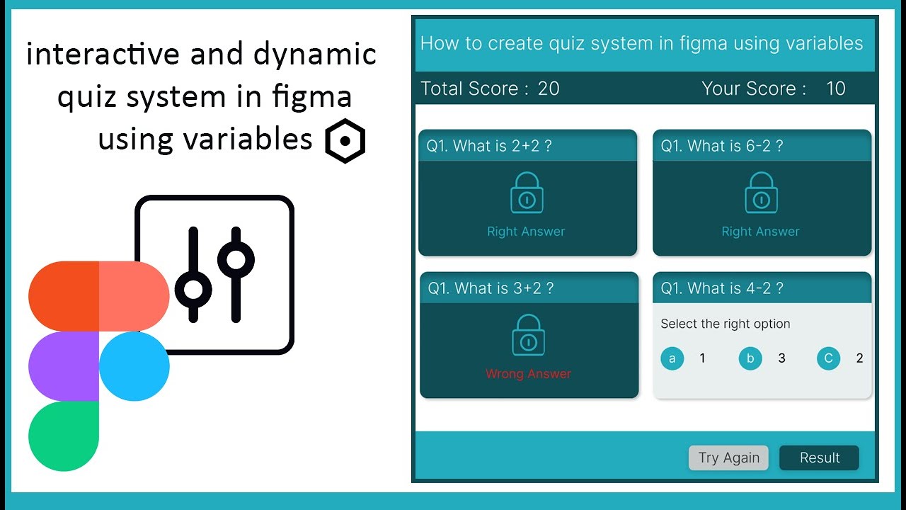 interactive quiz system with dynamic scores and results in figma using ...