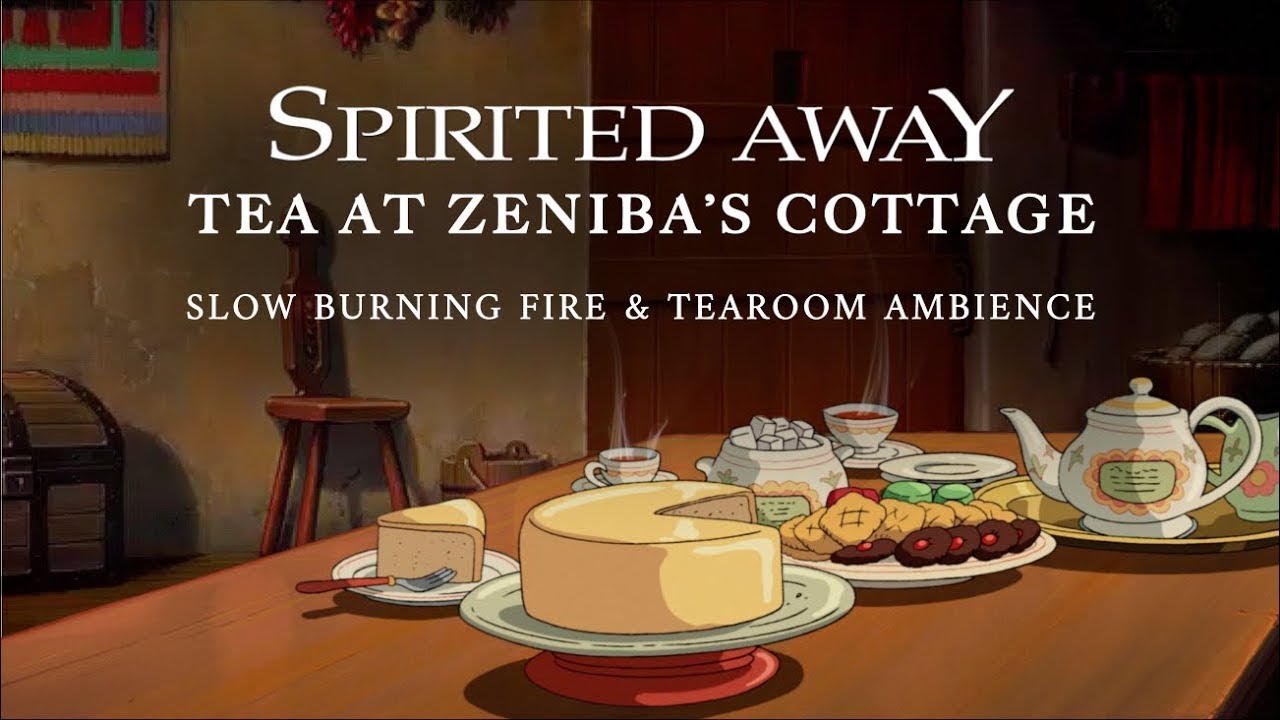 Spirited Away Tea & Cozy Cottage Ambience(Gentle Fire, Pouring, & Tearoom Sounds Studio Ghibli ASMR)