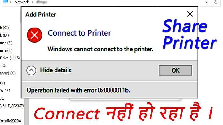 Share Printer Not Connecting | Operation failed with error 0x0000011b Windows 10