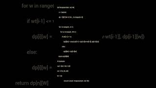 0/1 Knapsack problem #dsa #python #codingandprogramming #pythonprogramming #code #datastructures