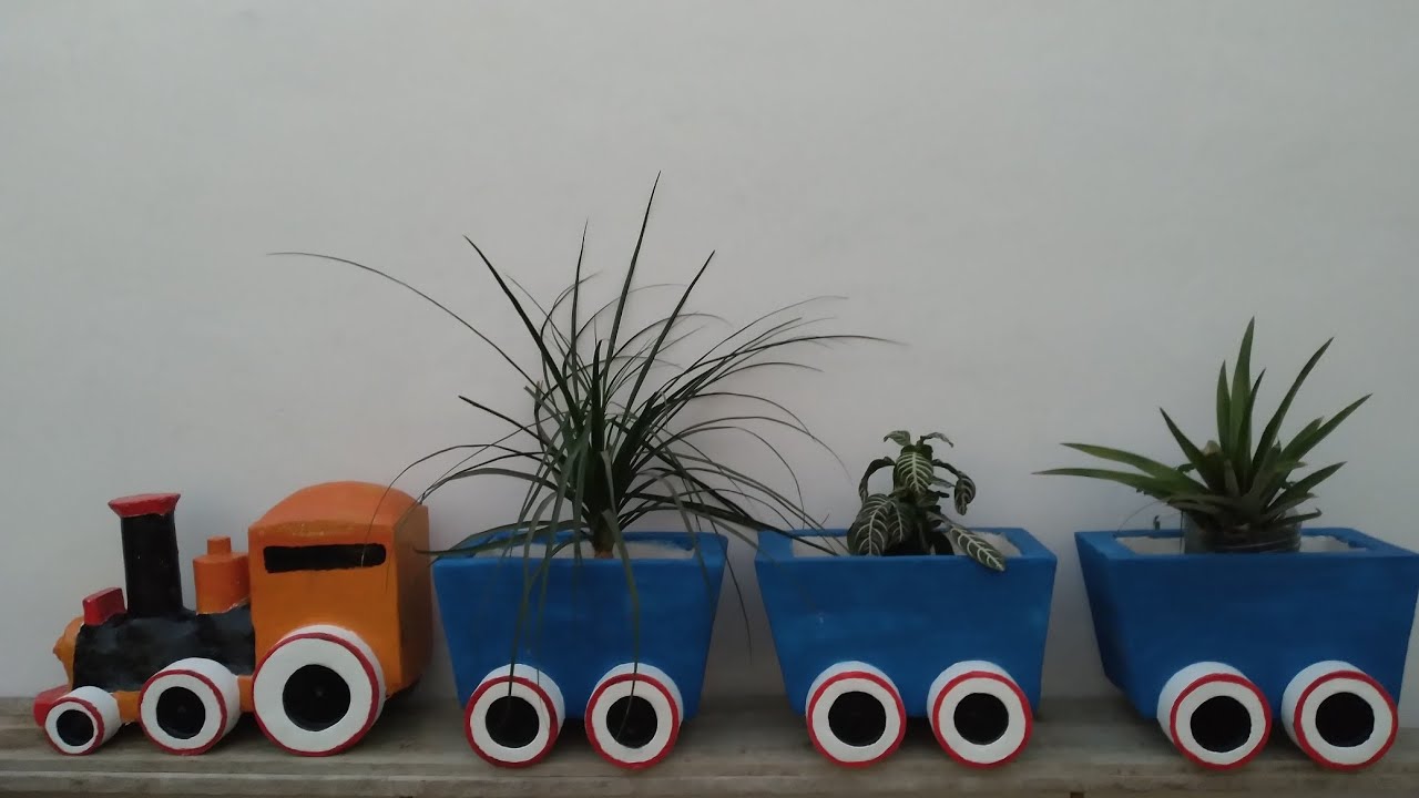 Trenzinho Floreira de Cimento para Jardim - Uma Linda  Decoração! !