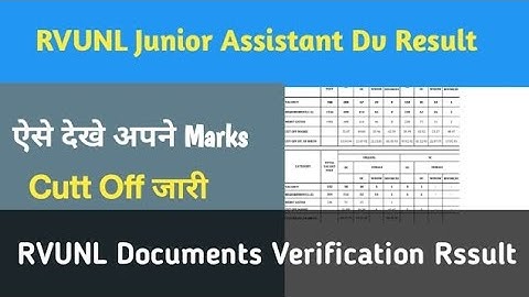 RVUnl Junior Assistant Dv Result date RVUNL Junior Assistant Result | Rvunl Dv Result Ki Cutt Off |