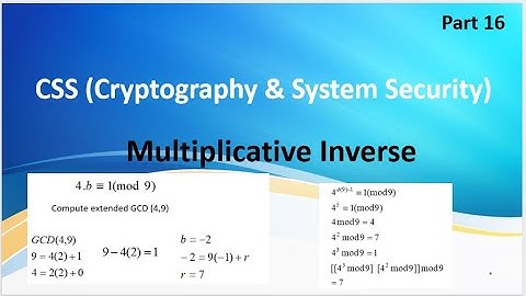 Video 16: Cryptography & System Security, Multiplicative Inverse