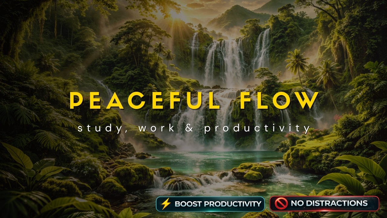 FOCUS MUSIC FOR WORK & STUDYING – CALM FOREST WATERFALL BACKGROUND MUSIC