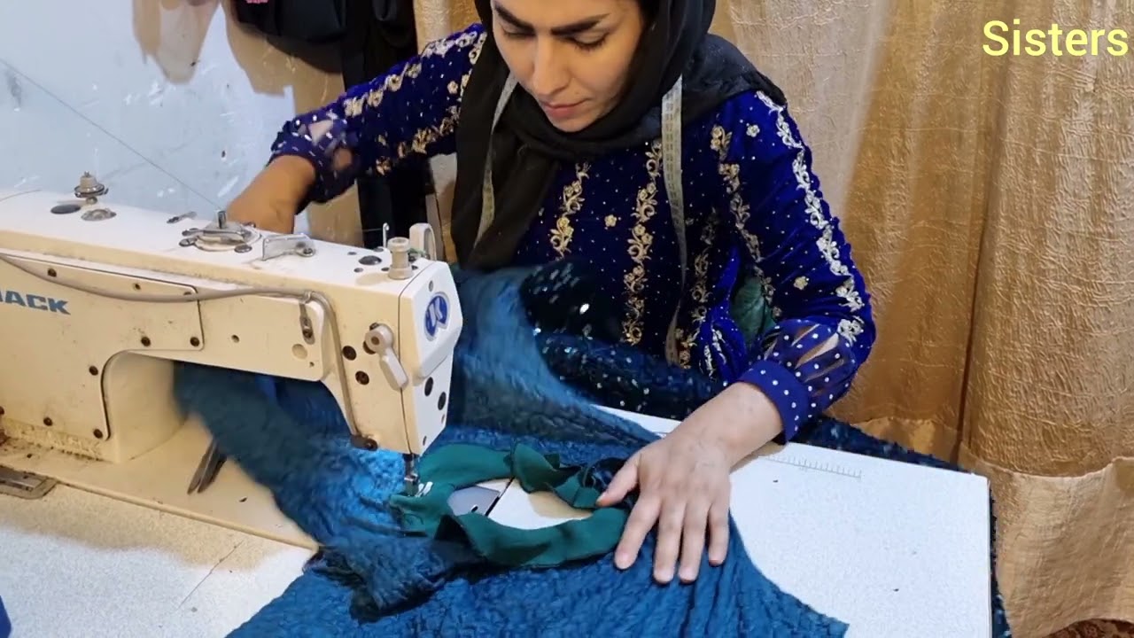 Sewing local clothes by three nomadic sisters for a nomadic girl