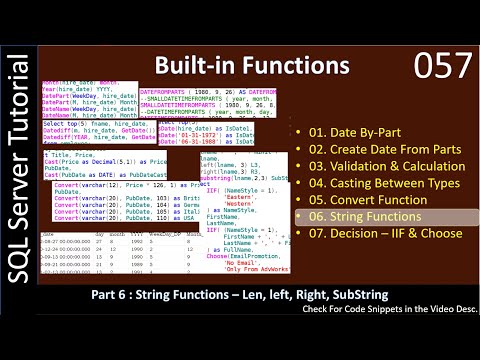 Built in Functions | Part 6 - String Functions | SSMS TSQL Tutorial #57