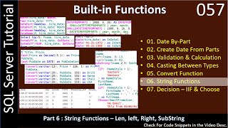 Built in Functions | Part 6 - String Functions | SSMS TSQL Tutorial #57