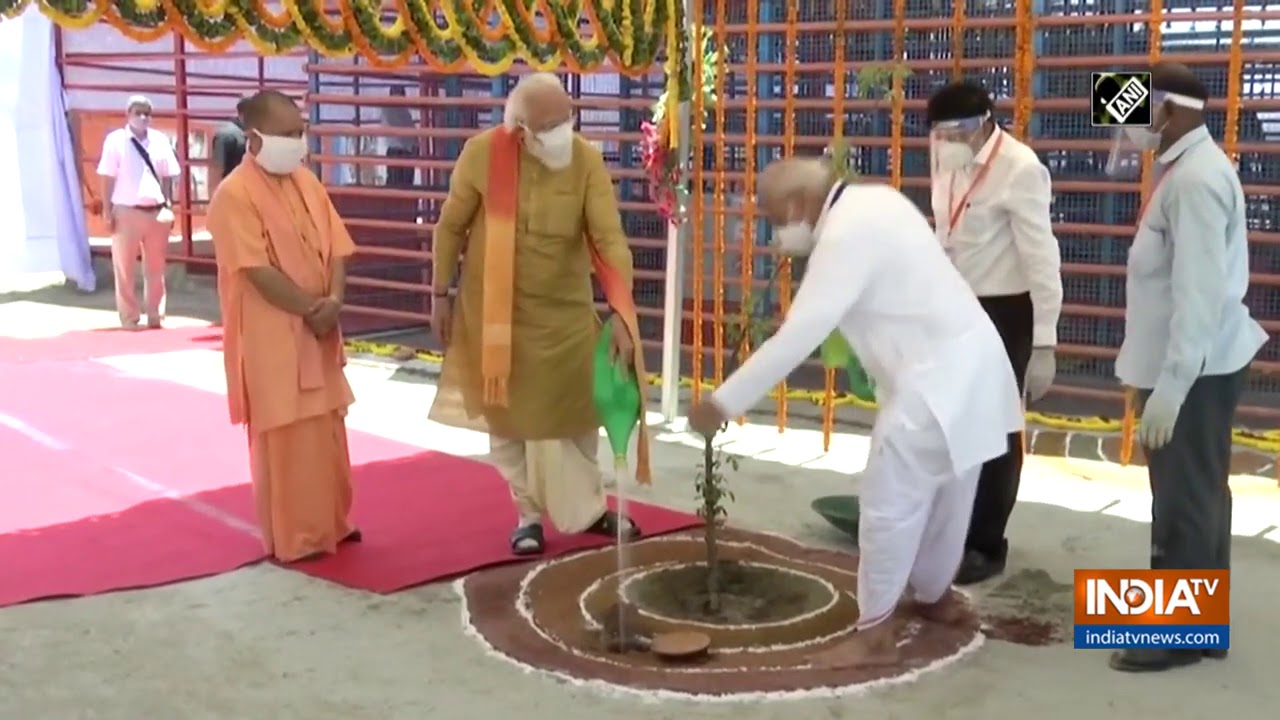 PM Modi plants `Parijaat` sapling ahead of `bhoomi pujan` in Ayodhya