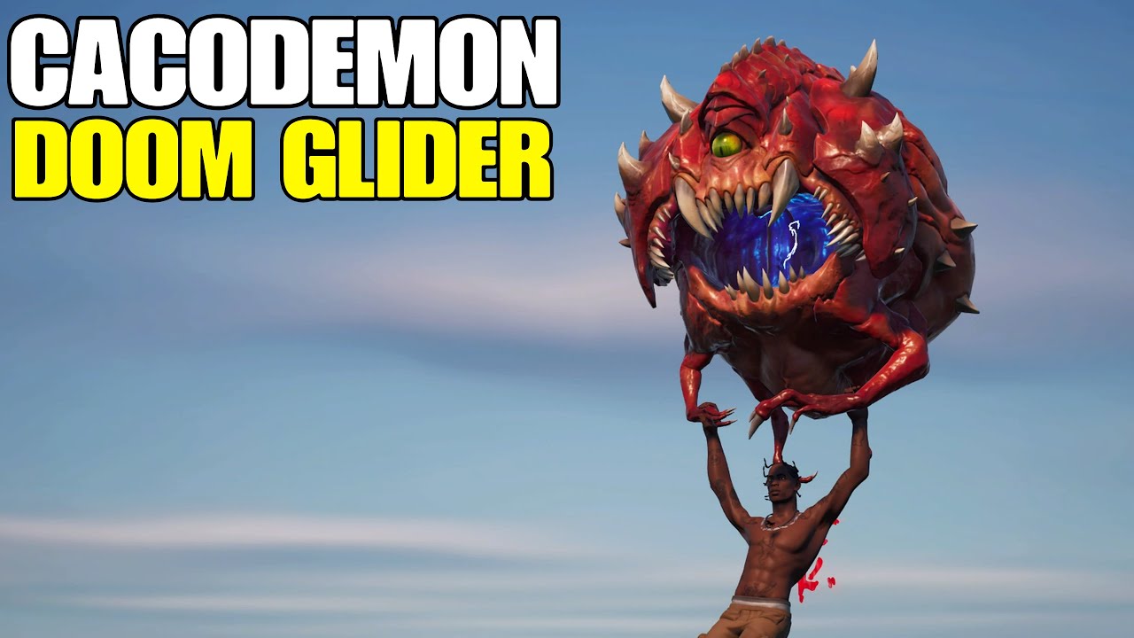 Fortnite New Glider Gameplay.CACODEMON DOOM GLIDER YouTube
