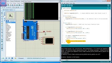 20.Button control Switch Arduino Uno Proteus Simulation with Serials monitor free code on Descriptio