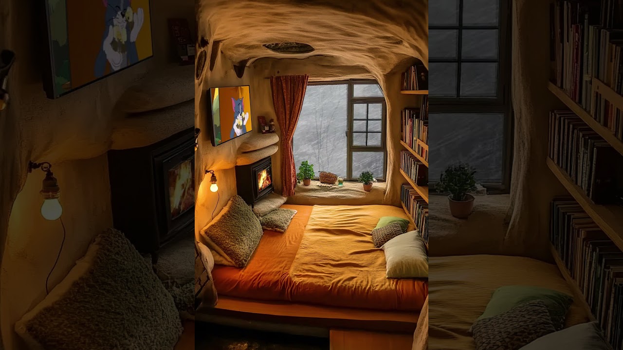 🌨️ Cozy Ambiance for a Peaceful Winter Night – Snowfall + Fireplace Sounds ❄️🔥