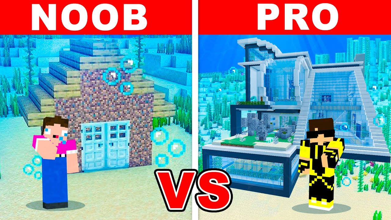 NOOB vs PRO: UNDERWATER HOUSE Build Challenge in Minecraft