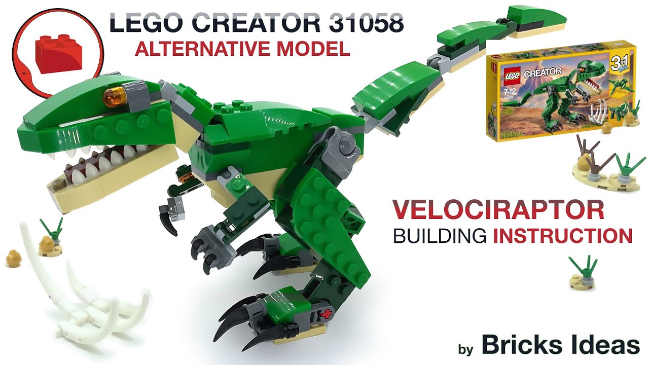 Lego Dinosaurs - Utah-Raptor dinosaur MOC - Lego Creator 31058 alternative  build instruction 