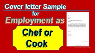 Cover letter sample for employment request as professional cook | Job application for Chef in hotel