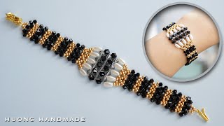 Jewelry making at home. How to make beaded bracelet with bicone and seed beads