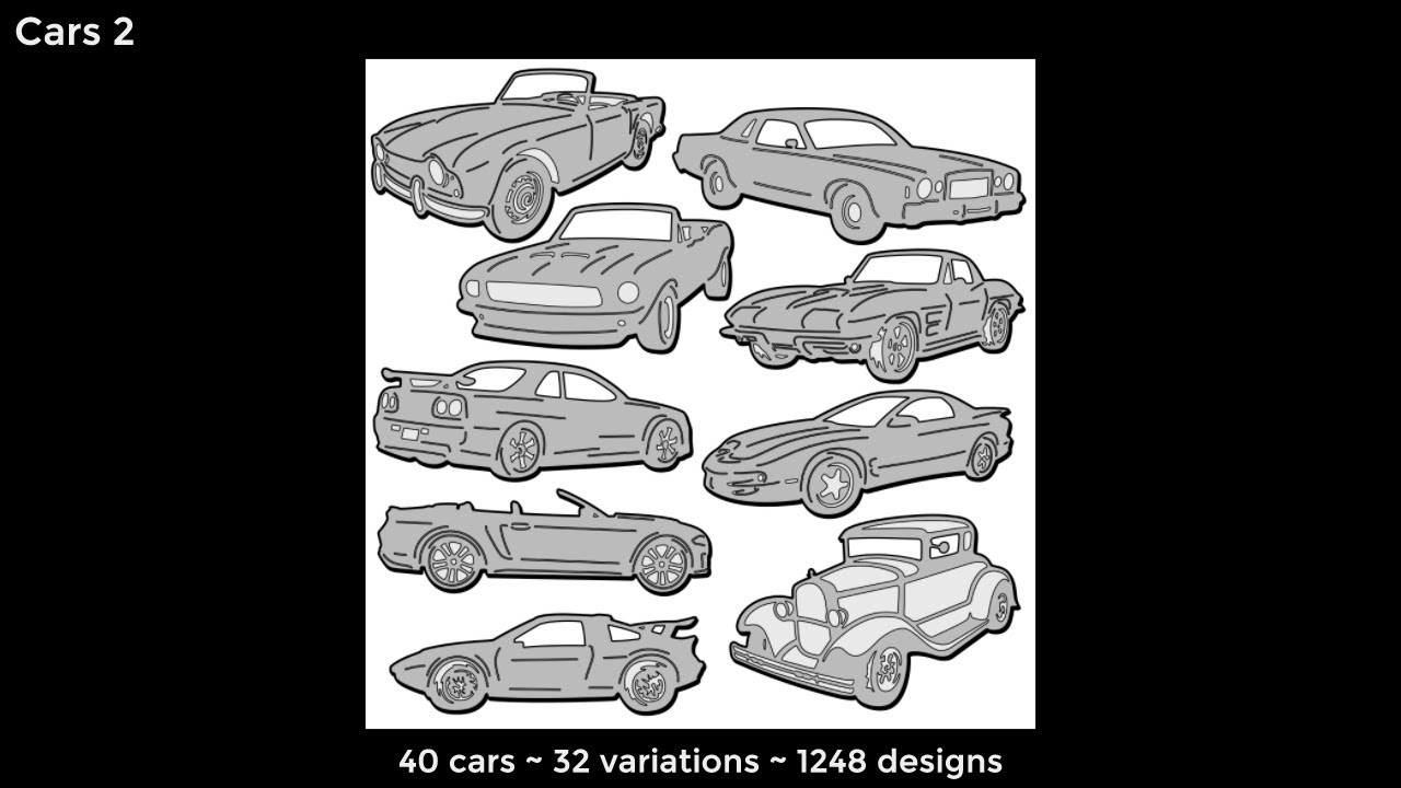 Cars 2 CNC Art - 40 cars ~ 32 variations ~ 1248 designs - YouTube