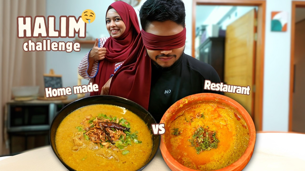 ঘরের হালিম vs দোকানের হালিম! Ultimate Halim Blindfold Challenge! সাথে পেঁয়াজু ও ফালুদা রেসিপি! 😱
