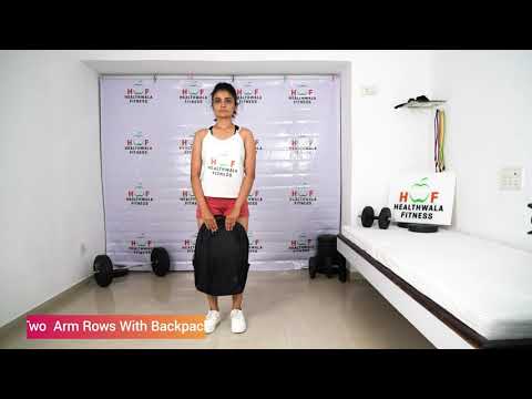 Two Arm Rows With Backpack | How to train back at home without dumbbells