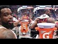 TELLING LEBRON JAMES 'YOU'RE THE GOAT' COURTSIDE BEHIND THE CAVS BENCH! HIS REACTION!