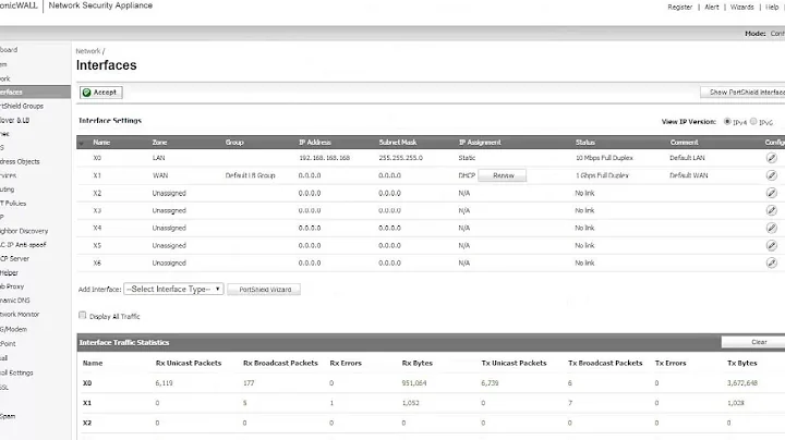 How to configure the SonicWALL WAN / X1 Interface with Dynamic / DHCP IP address