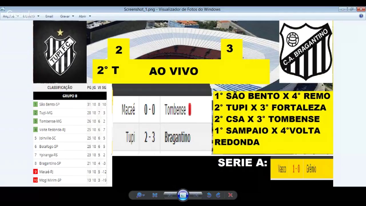 CAMPEONATO BRASILEIRO SERIE C 2017 TUPI-MG 2 X 3 BRAGANTINO-SP - AO VIVO