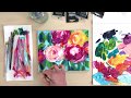 How to Paint Loose Abstract Flowers with Acrylic Paint on Canvas Tutorial (time lapse)