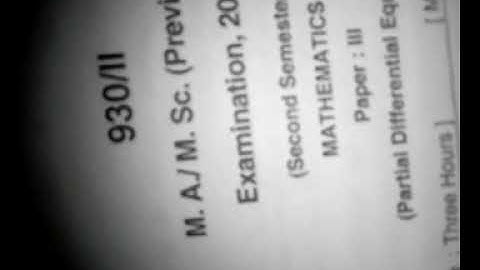 QUESTIONS PAPER OF PARTIAL DIFFERENTIAL EQUATIONS 2ND SEMESTER MSC MATHEMATICS  2016 7007860070 DDU