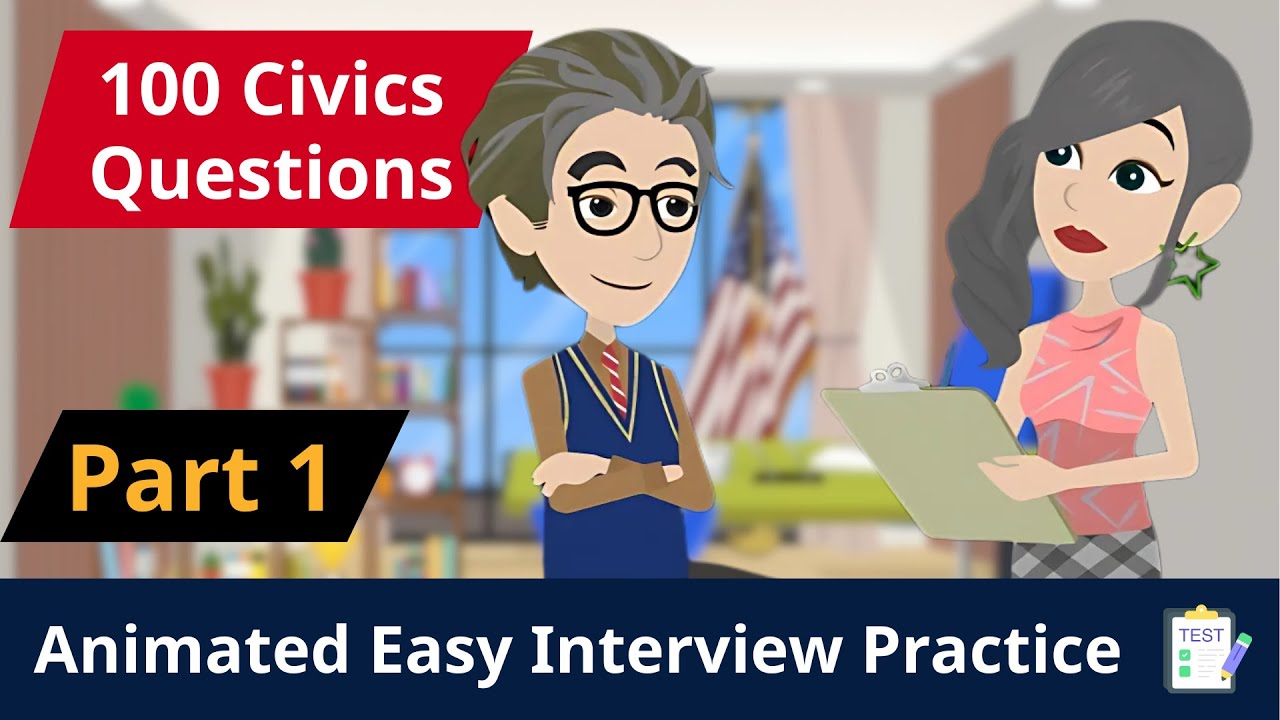 2025 USCIS Official 2X 100 Civics Test Questions | Part 1 (1–15) | Animated Easy Interview Practice