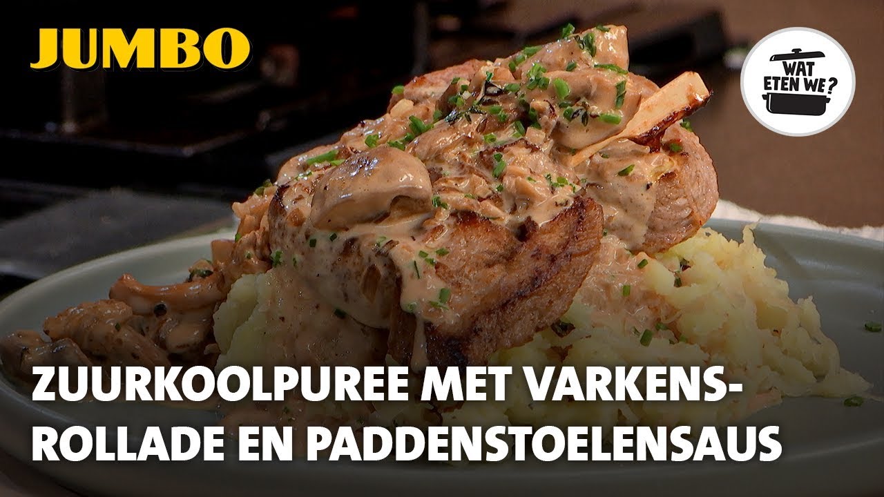 Wat eten we? Varkensrollade met zuurkool en paddenstoelensaus