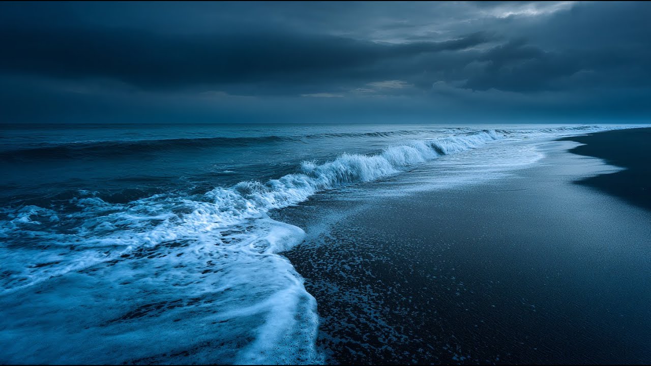 😴 Deep Sleep with Ocean Sounds All Night | Dark Screen Waves Crashing for Insomnia Relief