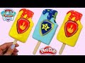 DIY Play Doh Paw Patrol Themed Popsicles! Chase and Marshall's Badge Designs!