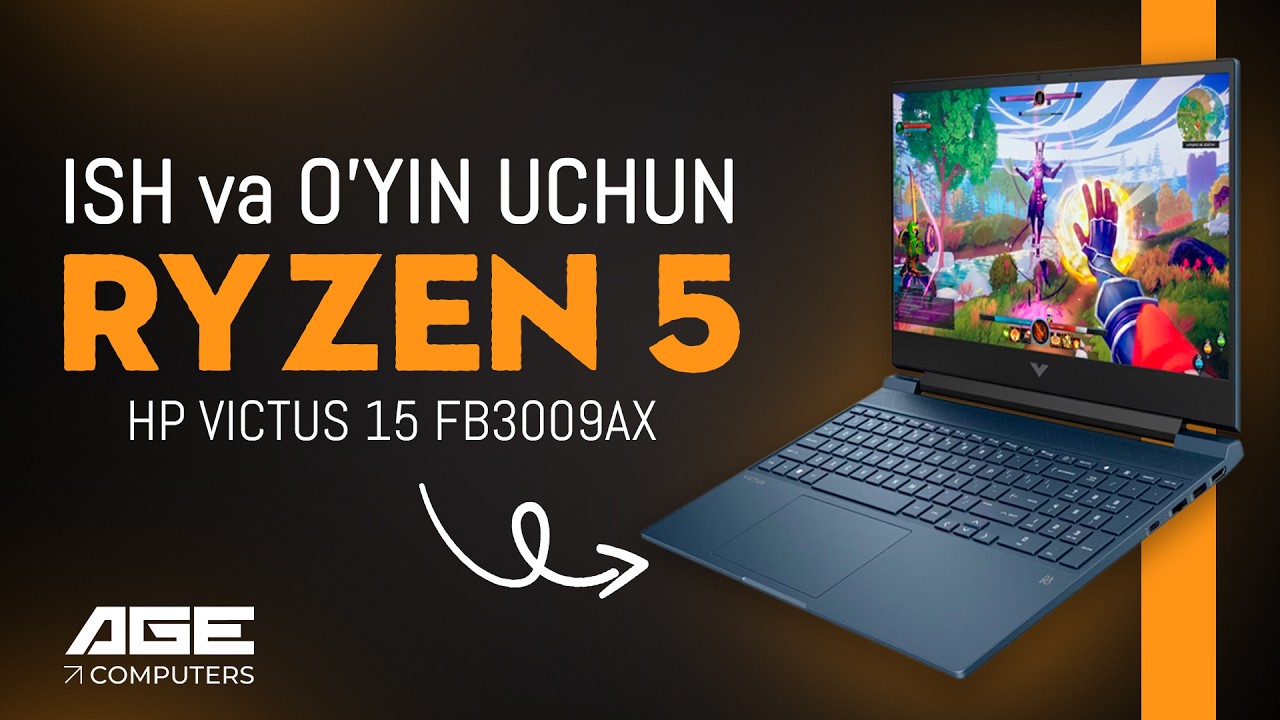 610$ O'yin va ish uchun noutbuk HP VICTUS 15 FB3009AX Ryzen 5 8645HS RTX 3050 video tahlil