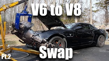 V6 to V8 Camaro Swap Part 2: The Engine Goes in!