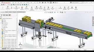 Automatic box stacking roller conveyor system design assembly and motion study in solidworks