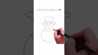How to Draw Snowman with Hat | Christmas Art for Kids ⛄🎩