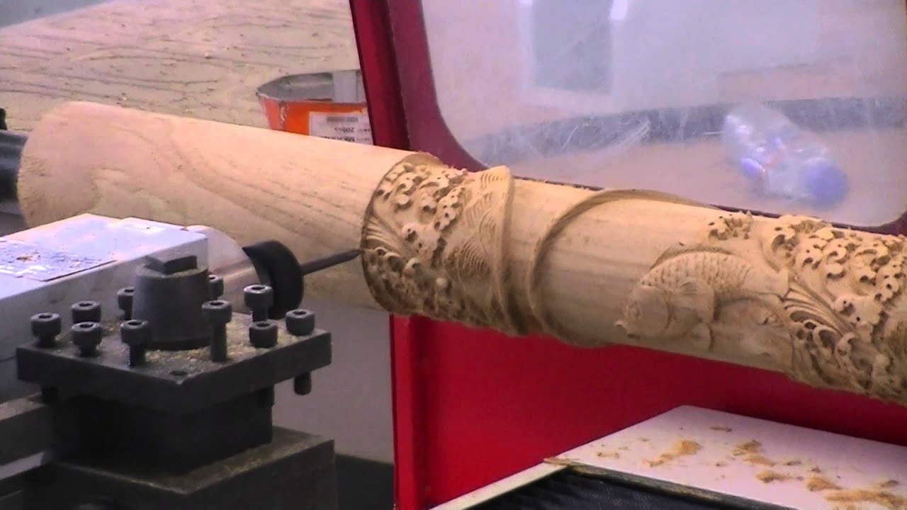 ... CNC Turning lathe machine with one spindle for wood stair - YouTube