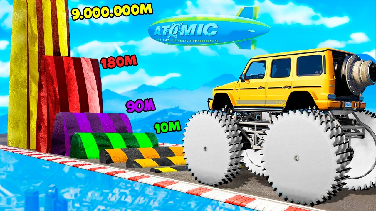 ¿CUÁNTOS OBSTÁCULOS GIGANTES PUEDE SOBREPASAR un MONSTER TRUCK en GTA5? - EXPERIMENTOS EN GTA 5