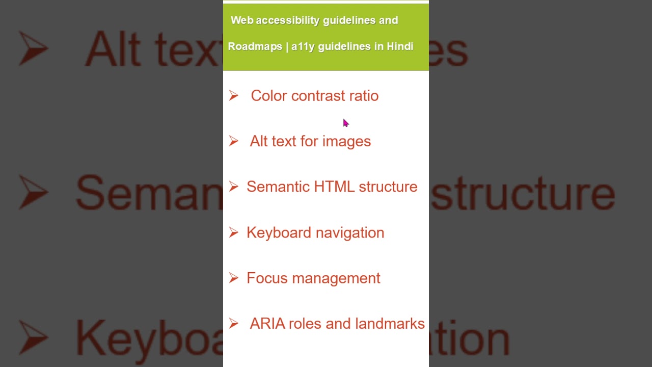 Web accessibility guidelines and roadmaps | a11y guidelines in hindi