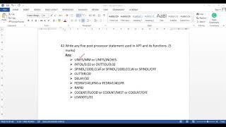 AMT 11:POST PROCESSOR STATEMENT IN APT
