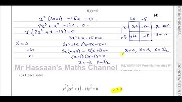WMA11/01 (Edexcel) IAL P1 October 2022, Q4, Quadratics, Disguised