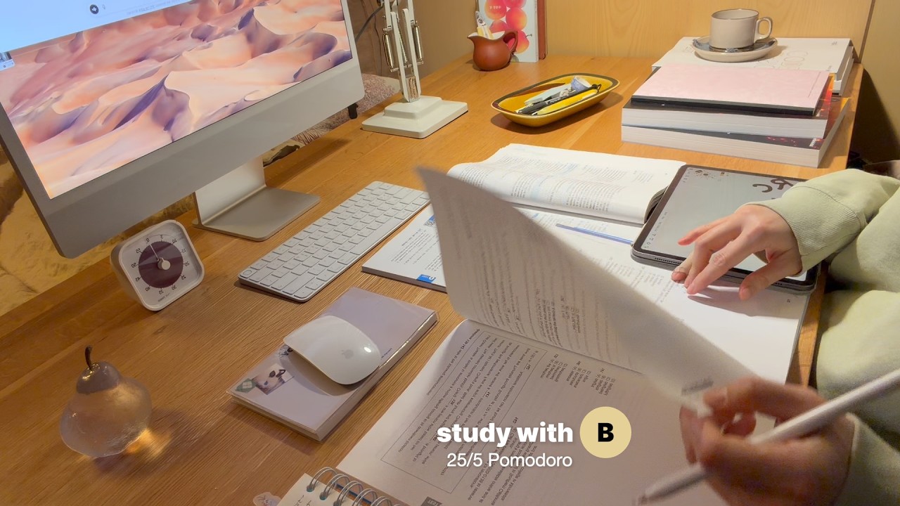 Study with Spring Rainㅣ25/5 PomodoroㅣSoft Piano Breakㅣ봄비 소리 포모도로
