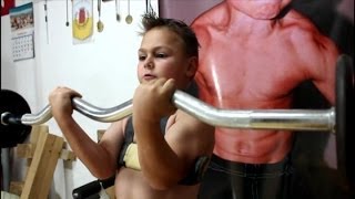 Workout biceps with Z bar