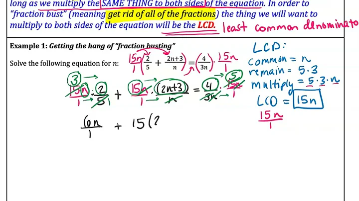 Solving Rational Equations by "fraction busting" (introductory level example)