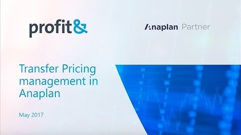 Transfer Pricing Management in Anaplan