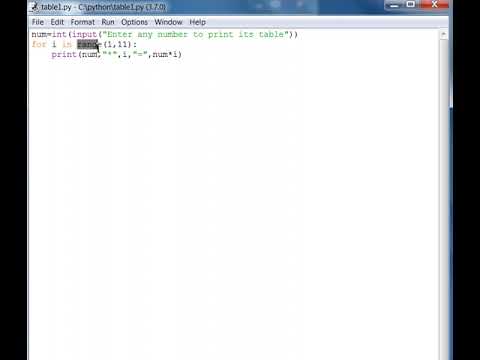 Program to print Table of a number in Python #python#coding #table #print